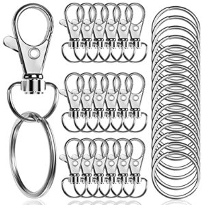 100PCS Premium Swivel Snap Hooks with Key Rings,Metal Lanyard Keychain Hooks Lobster…