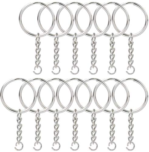 50 Pcs NANSSY 1 Inch/25mm Split Keyrings with Chain Silver Keychain Ring,…