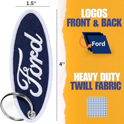 Detroit Shirt Company Ford Blue Oval Logo embroidered Keychain 4" x 1.5" - Image 2