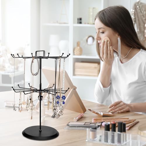 MyGift 2 Tier Black Metal Rotating Necklace and Bracelet Organizer Jewelry Stand… - Image 3