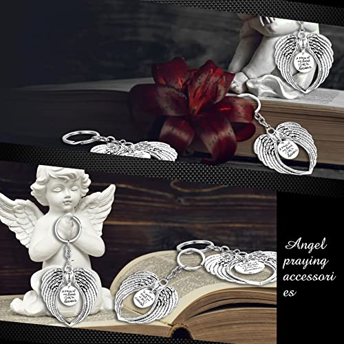 WILLBOND 48 Pcs Silver Angel Wings Keychain Gifts Memorial Funeral Gift Angel… - Image 5