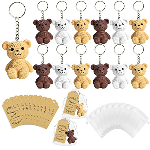 BANBALLON 12 Set Bear Party Favor Bear Keychains with Organza Bags Thank…