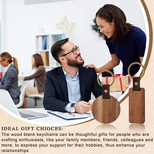 20 Pcs Blank Wooden Keychains Leather Keychains for Engraving Blanks Keychain with… - Image 7