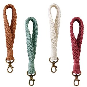 Cositina 4 Pcs Macrame Keychain Wristlet Boho Handmade Key Chain Bracelet Weave…