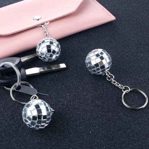 Abvsdu 12PCS Disco Ball Keychain, Silvery Mini Keychains Party Favors, Keychain Small… - Image 5