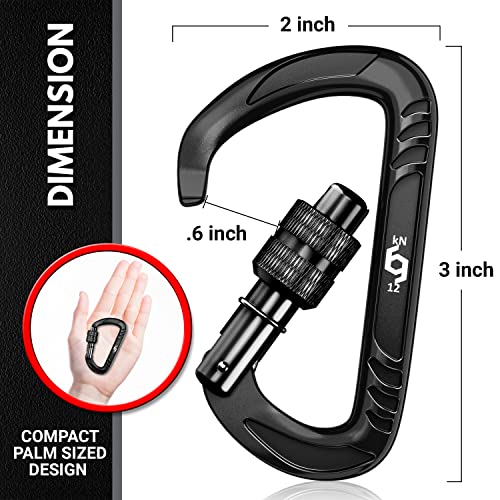 RHINO Produxs 12kN (2697 lbs) Heavy Duty, Locking, Auto Locking, Wiregate Carabiner… - Image 2
