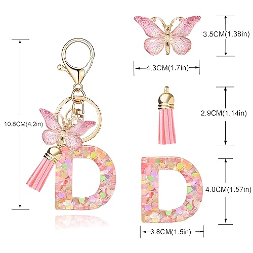 OKAICEN Fashion Alphabet Initial Letter Keychain Tassel Butterfly Pendant Key Ring for… - Image 2