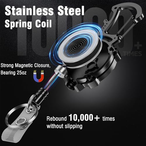 Autonomier 2Pack Heavy Duty Retractable Keychain, Tactical ID Badge Holder Reel Carabiner… - Image 3