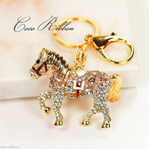 JewelBeauty Sparkling Running Horse Keychain Blingbling Crystal Rhinestone Purse Pendant Handbag Charm