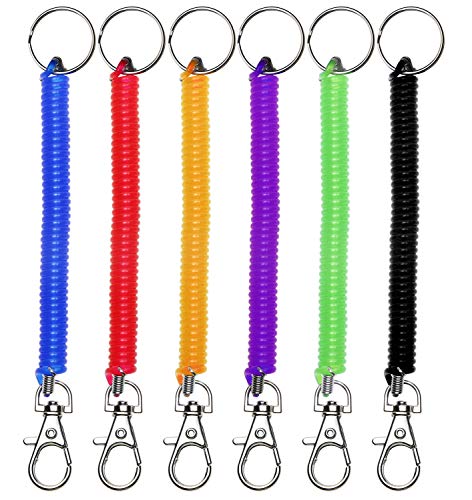 Mini Skater 6Pcs Spiral Retractable Spring Coil Keychain Theftproof Anti