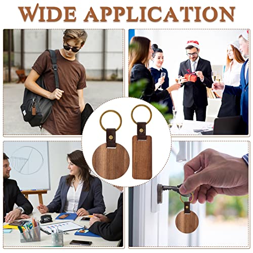 20 Pcs Blank Wooden Keychains Leather Keychains for Engraving Blanks Keychain with… - Image 5