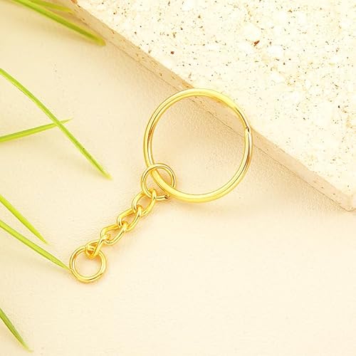50Sets 1 inch Keychain Rings Golden Split Round Key Ring with Chain… - Image 3