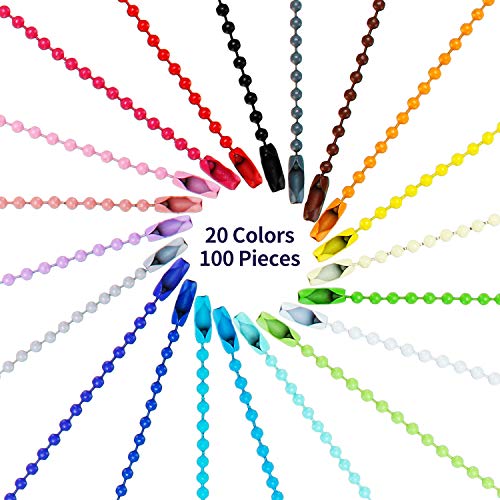Hicarer 100 Pack Colored Bead Keychain Metal Hanging Chains Necklace Connector for… - Image 2