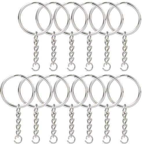 150 Pcs NANSSY 1 Inch/25mm Split Keyrings with Chain Silver Keychain Ring,…