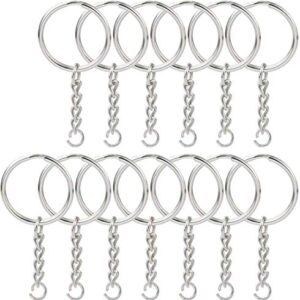150 Pcs NANSSY 1 Inch/25mm Split Keyrings with Chain Silver Keychain Ring,…