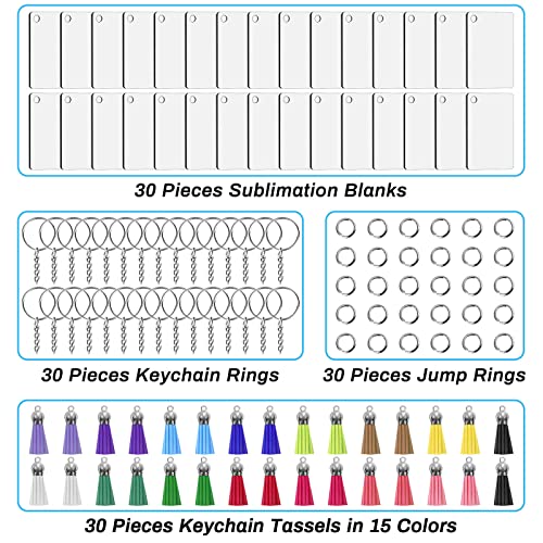 Modacraft 120Pcs Sublimation Keychain Blanks Bulk Set with Rectangle Sublimation Blanks Tassels… - Image 3