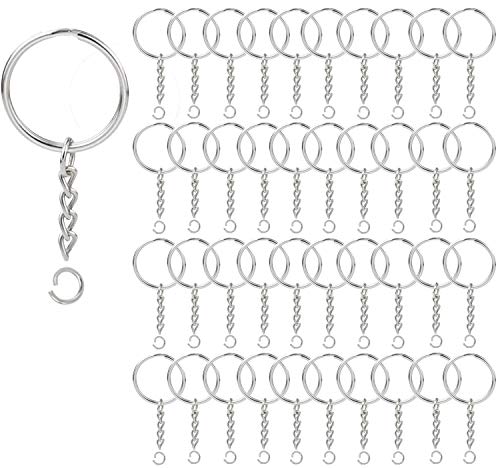 KANSPHY 100 Pack Key Ring with Chain and Open Jump,1 inch Split…
