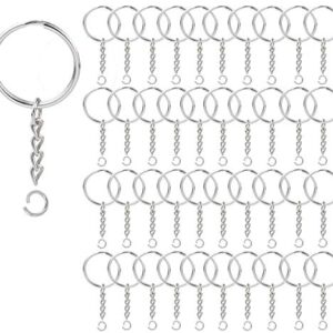 KANSPHY 100 Pack Key Ring with Chain and Open Jump,1 inch Split…