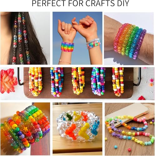 5 Boxes Bracelet Making Kit Pony Beads, 96 Colors 6x9mm 3500Pcs Kandi… - Image 6