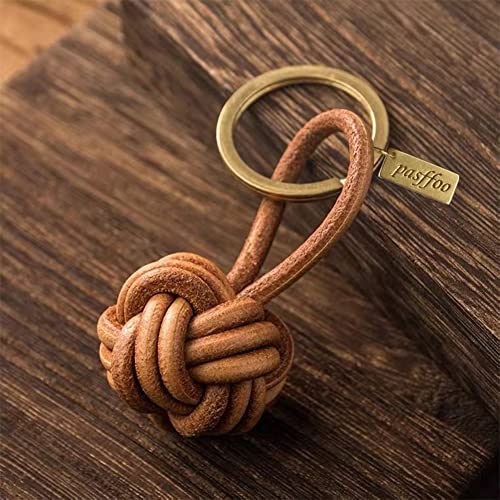 Leather Tassel KeyChain Hand Woven ball Braided leather rope Fob Charm,Personalized Key… - Image 2