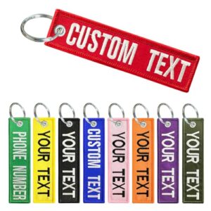 WQNMY Personalized keychain, Customized Keyring Key Tags, Double Sided Embroidered Text/Number Tag,…