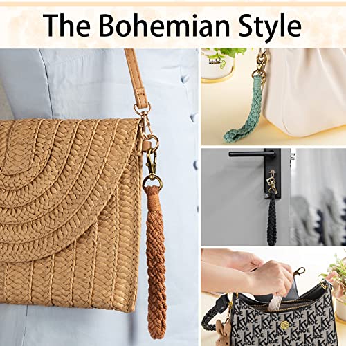 Tuanse Macrame Wristlet Keychain Boho Women Handmade Braided Keychain Lanyard(Light Green, Brown,… - Image 6