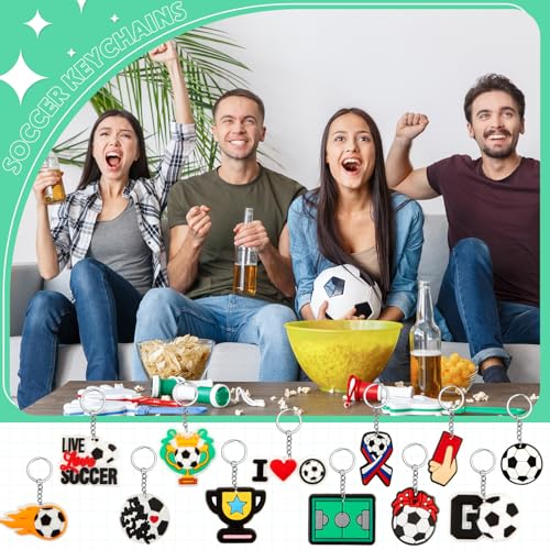 Batiyeer 36 Pack Soccer Keychains Bulk Party Favors Sports Ball Key Chains… - Image 5
