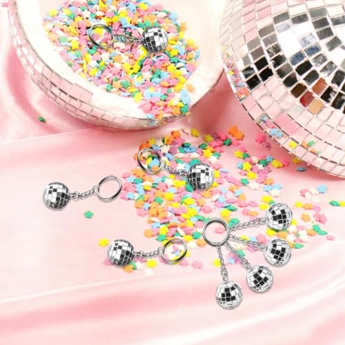 Abvsdu 12PCS Disco Ball Keychain, Silvery Mini Keychains Party Favors, Keychain Small… - Image 7