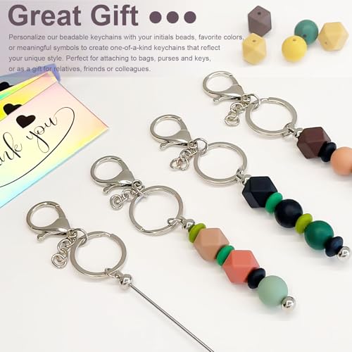 YUESEK 20/40pcs Beadable Keychain Bars Bulk Blank Creative Cute Keychains Bar for… - Image 5