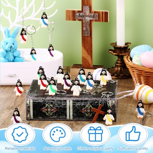 Sumind 24 pcs Jesus Toys Figurine Christian Keychain Religious Keychain Bulk Classic… - Image 6