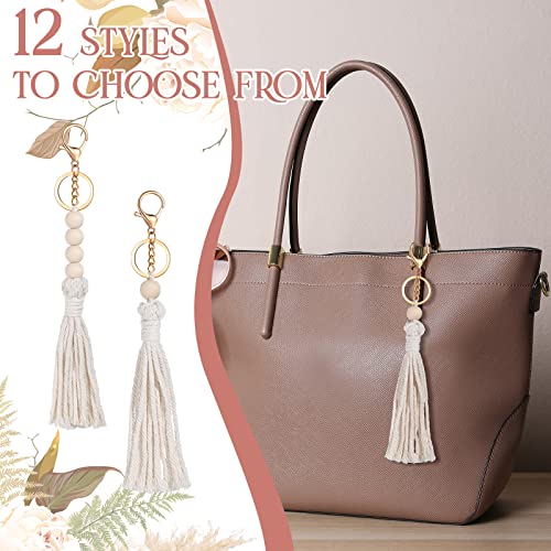 Junkin Macrame Boho Keychains Bulk Handcrafted Aesthetic Key Chain with Tassel for… - Image 6