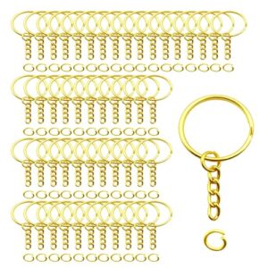 50Sets 1 inch Keychain Rings Golden Split Round Key Ring with Chain…