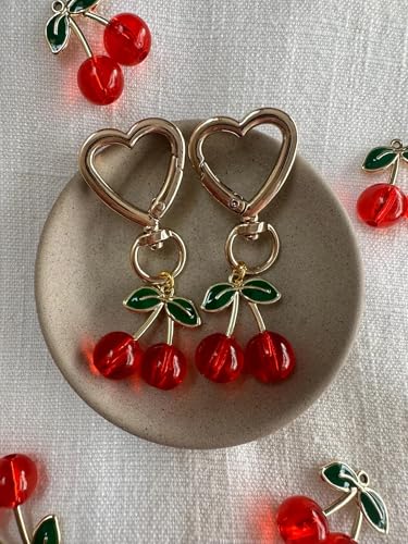 Agromusk Cute Cherry Keychain,Kawaii Cherry Bag Purse Charms for Women Car Keys… - Image 2