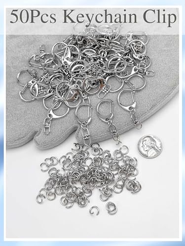 Evnlo 50Pcs Lobster Claw Clasps for Keychain Clip, Swivel Snap Hooks Silver… - Image 4