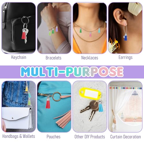 60 Pcs Keychain Tassels Colors Mini Bulk Leather Tassels for DIY Keychain… - Image 3