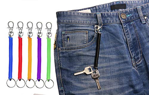 Mini Skater 6Pcs Spiral Retractable Spring Coil Keychain Theftproof Anti - Image 6