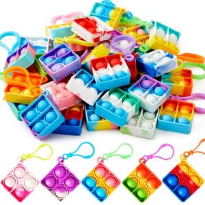 JOYIN Square Pop Fidget Keychain 30 Pack Pop Fidget Toys Bulk Party…