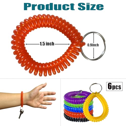 HAMIYELL Pack of 6 Colorful Spring Spiral Wrist Coil Key Chain, Wristband… - Image 2
