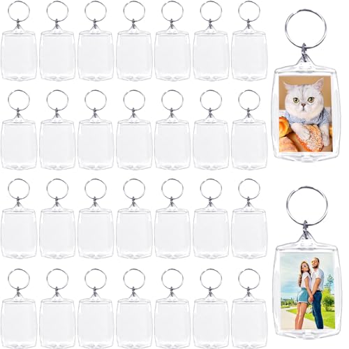 Baaxxango 30 pcs Acrylic Photo Frame Keyring,2.16 x 1.5 Inch/5.5 x 4…