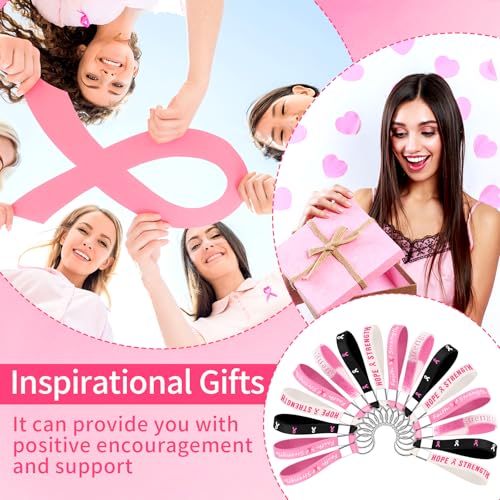 Sureio 100 Pcs Breast Cancer Awareness Silicone Keychain Bulk Pink Ribbon Keychain… - Image 5