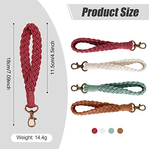 Cositina 4 Pcs Macrame Keychain Wristlet Boho Handmade Key Chain Bracelet Weave… - Image 2