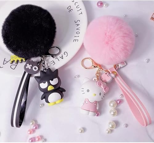 PaPiJoJo Cute Keychains for Women/Girls, Kawaii Pom Pom Fuzzy Key Chain Accessories… - Image 6