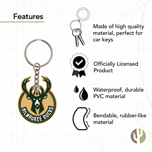 Desert Cactus Milwaukee Bucks Keychain NBA National Basketball Association Car Keys Holder… - Image 3