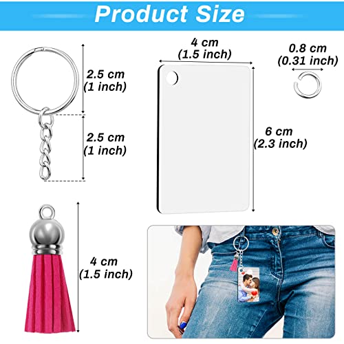 Modacraft 120Pcs Sublimation Keychain Blanks Bulk Set with Rectangle Sublimation Blanks Tassels… - Image 5