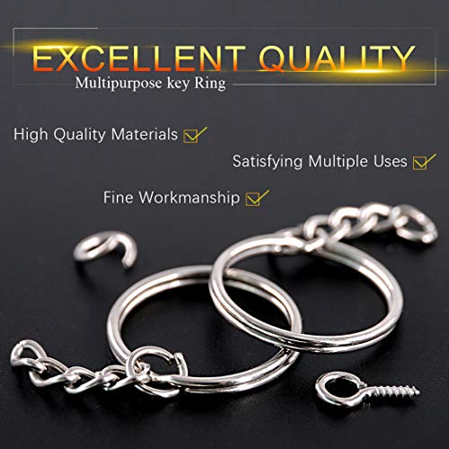 Swpeet 450Pcs 1" 25mm Sliver Key Chain Rings Kit, Including 150Pcs Keychain… - Image 3