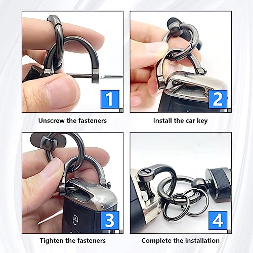 Kewucn Carbon Fiber Style Car Key Chain, Microfiber Leather Keychain, 360 Degree… - Image 4