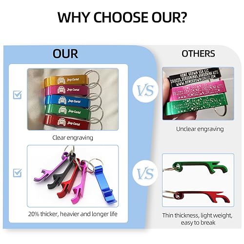 BEXOA EDC 100pcs Personalized Custom Bottle Opener Keychain Engraved Logo/Text Bulk Customized… - Image 6