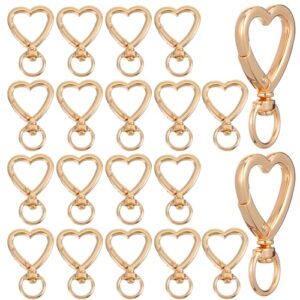 CIATBYYJ 20Pcs Heart Shape Keychains Gold Metal Spring Key Chain Sturdy Heart…