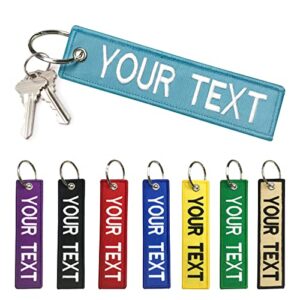 mvcen Personalized Keychain, Embroidery Keychain Double Side Custom Key Tag Customized Key…