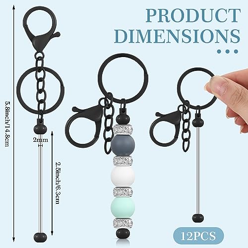 Tondiamo 12 Pcs Beadable Keychain Bars Bulk for Making Blank Beaded Metal… - Image 2